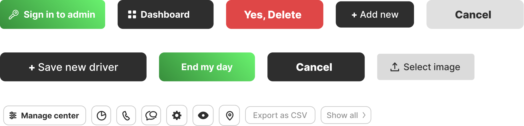 Button set created for Cycling Life admin panel web app